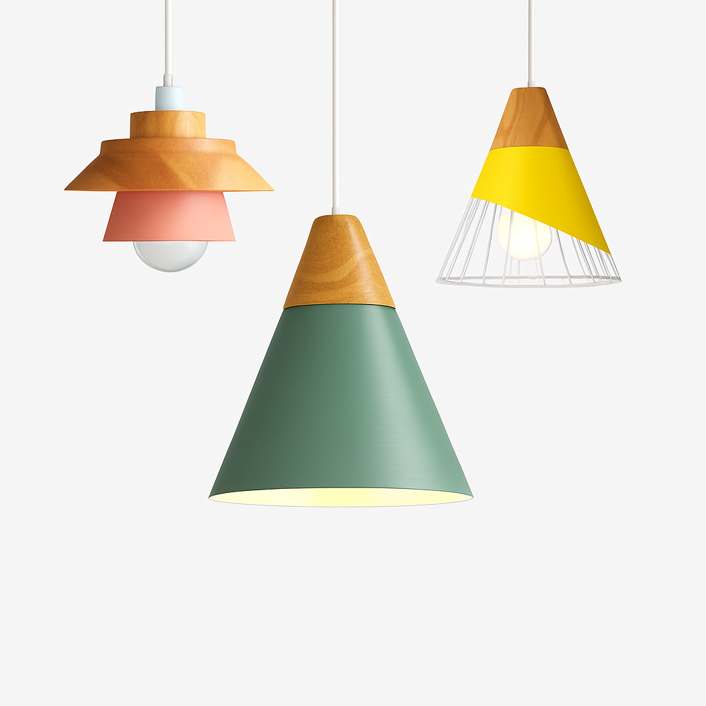 Nexus Nordic Pendant Light – Metal and Wood Fixture for Modern Interiors
