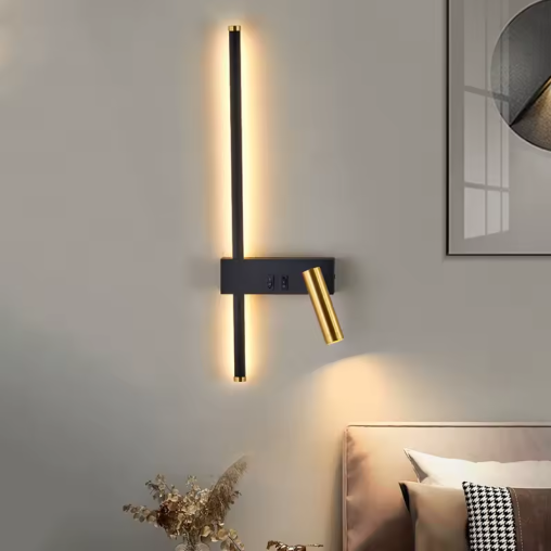 Velisse Scandinavian Wall Bedside Lamp with Adjustable LED Reading Light