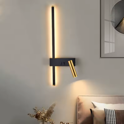 Velisse Scandinavian Wall Bedside Lamp with Adjustable LED Reading Light