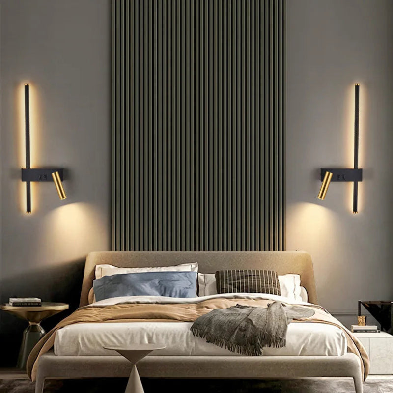 Velisse Scandinavian Wall Bedside Lamp with Adjustable LED Reading Light