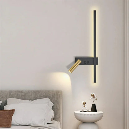 Velisse Scandinavian Wall Bedside Lamp with Adjustable LED Reading Light