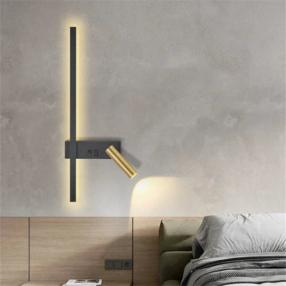 Velisse Scandinavian Wall Bedside Lamp with Adjustable LED Reading Light
