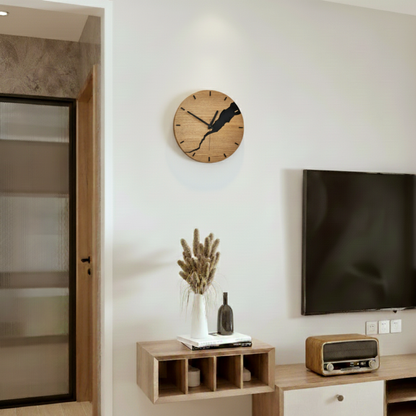 Arden Walnut Brass Wall Clock – Minimalist Rustic Home Statement Piece
