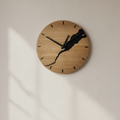 Arden Walnut Brass Wall Clock – Minimalist Rustic Home Statement Piece