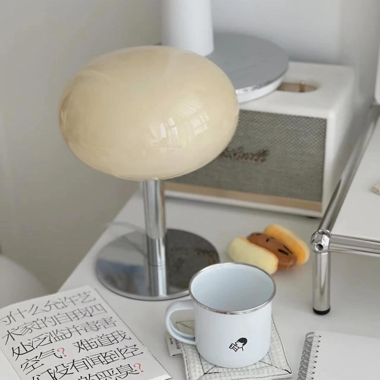 Valtera Retro Glass Table Lamp with Warm Ambient Bedroom Lighting