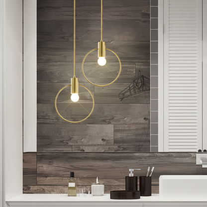 Aria Modern Gold Round Pendant Light – Elegant Metal Fixture for Stylish Spaces
