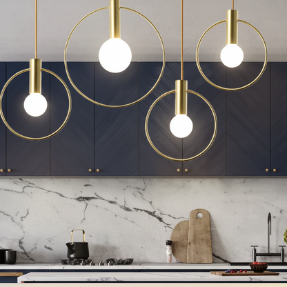 Aria Modern Gold Round Pendant Light – Elegant Metal Fixture for Stylish Spaces