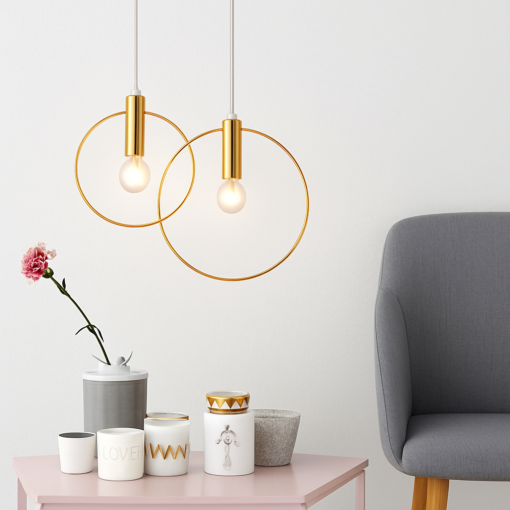 Aria Modern Gold Round Pendant Light – Elegant Metal Fixture for Stylish Spaces