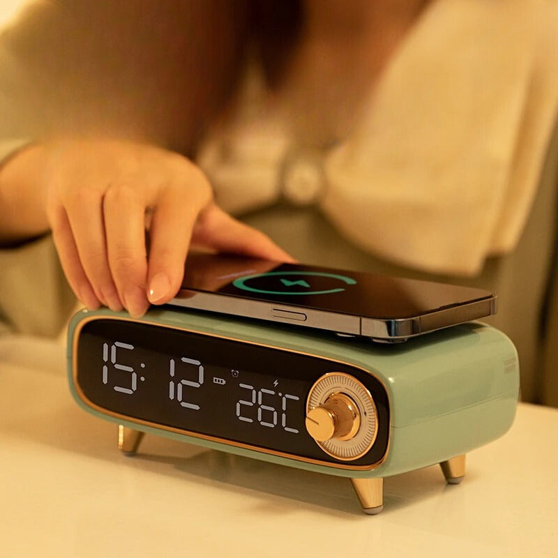 Clifton Alarm Clock with Wireless Charging Speaker and LED Light