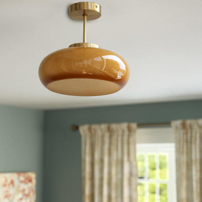Vorin Vintage Yellow Glass Ceiling Light – Stylish Semi-Flush Mount Fixture for Warm Ambiance