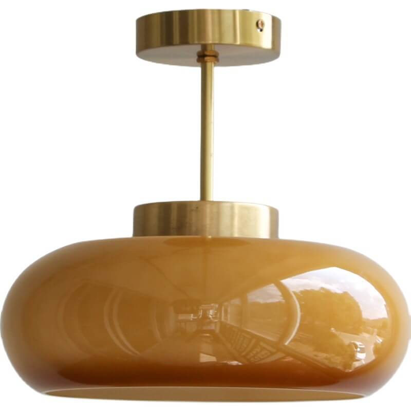 Vorin Vintage Yellow Glass Ceiling Light – Stylish Semi-Flush Mount Fixture for Warm Ambiance