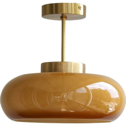 Vorin Vintage Yellow Glass Ceiling Light – Stylish Semi-Flush Mount Fixture for Warm Ambiance
