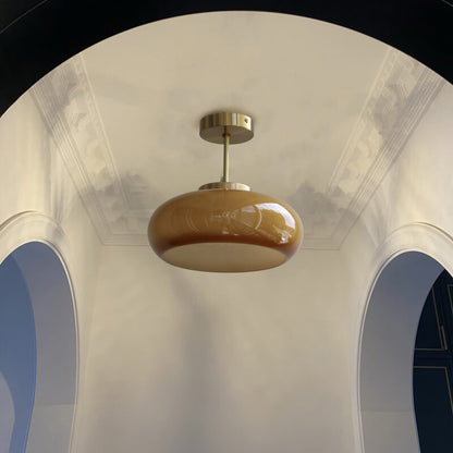 Vorin Vintage Yellow Glass Ceiling Light – Stylish Semi-Flush Mount Fixture for Warm Ambiance
