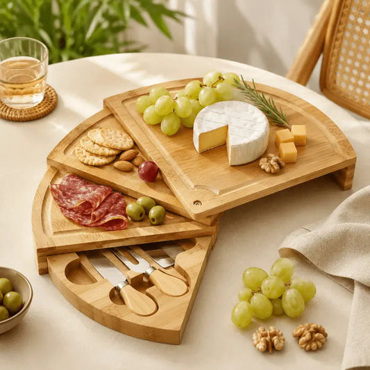 Raven Cheese Lovers Bamboo Board Set – Rotating Design for Elegant Serving