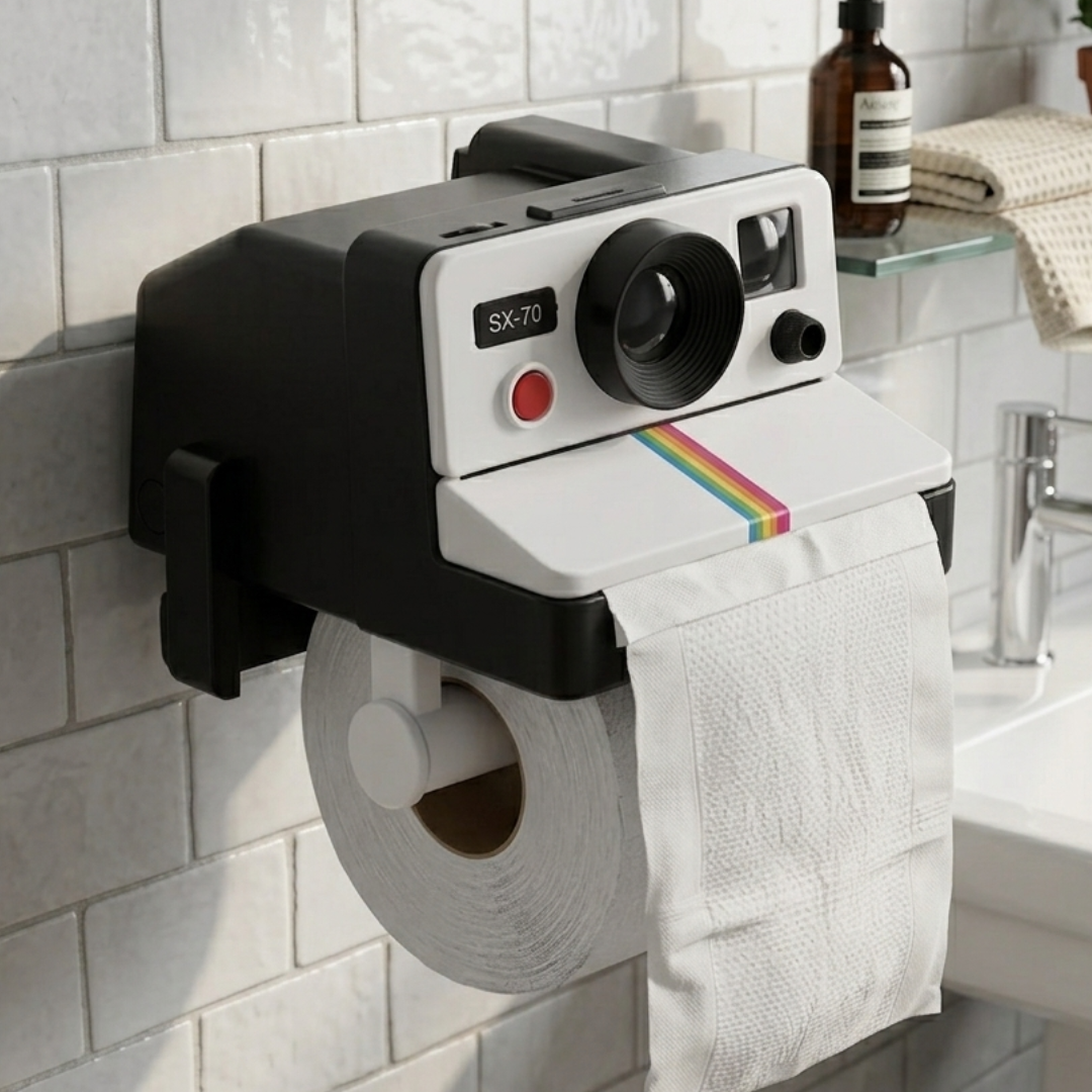 RetroCam Toilet Paper Holder – Unique Retro Design for Stylish Bathroom Décor 1