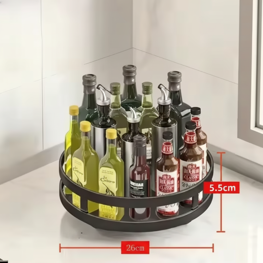Sierra Adjustable Stainless Steel Spice Rack Organizer – 360° Rotating Space-Saving Solution