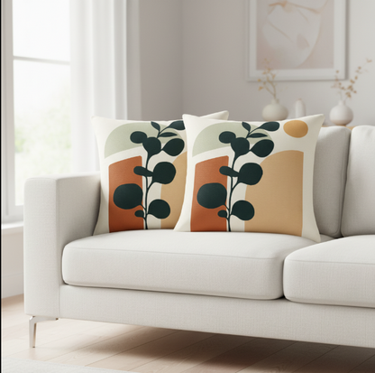 Leaf Modern Cushion Cover (Set of 2) – Abstract Design for Stylish Sofa Decor