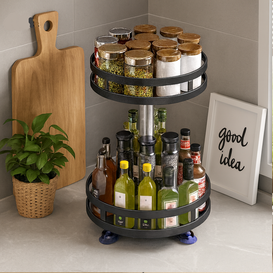 Sierra Adjustable Stainless Steel Spice Rack Organizer – 360° Rotating Space-Saving Solution 1