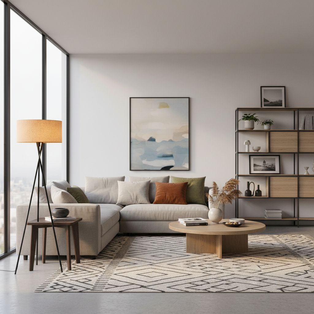 Silk Elegance - Modern Floor Lamp for Living Room