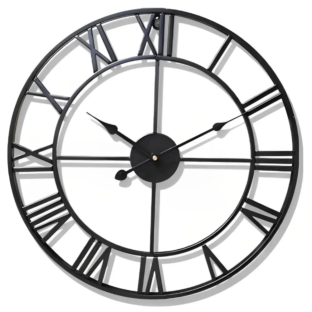 Ardelle Retro Industrial Wall Clock – Gold Roman Numeral Home Decor