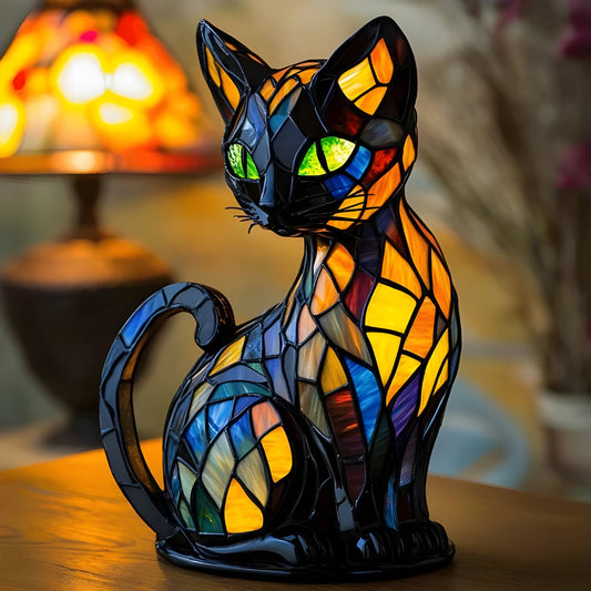 Glow Cat Handmade Table Lamp with Colour-Changing Bedside Light