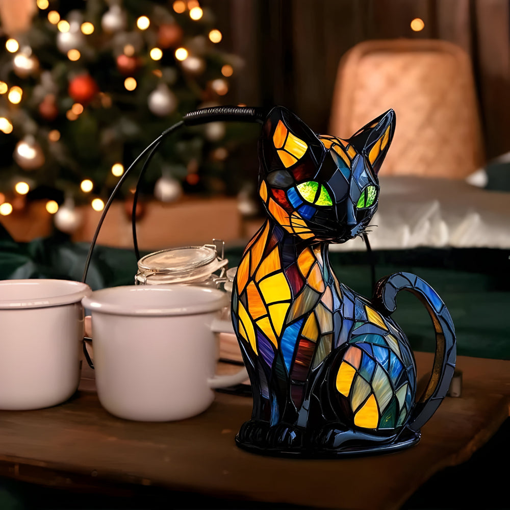 Glow Cat Handmade Table Lamp with Colour-Changing Bedside Light