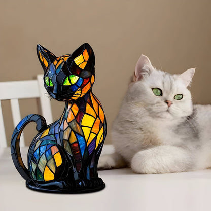 Glow Cat Handmade Table Lamp with Colour-Changing Bedside Light