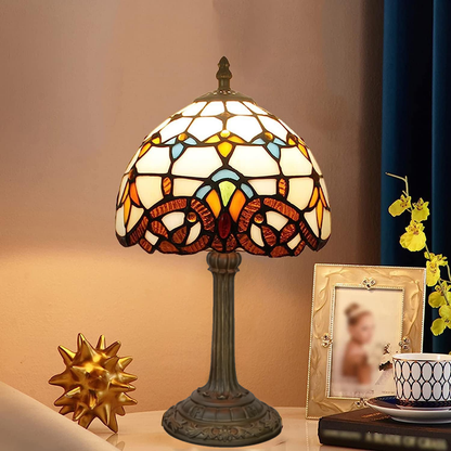 Heritage Glass Table Lamp with Tiffany-Style LED Lighting