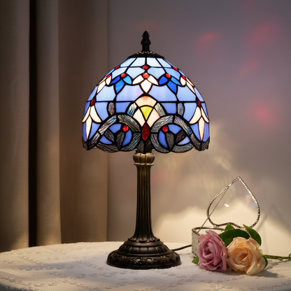 Heritage Glass Table Lamp with Tiffany-Style LED Lighting
