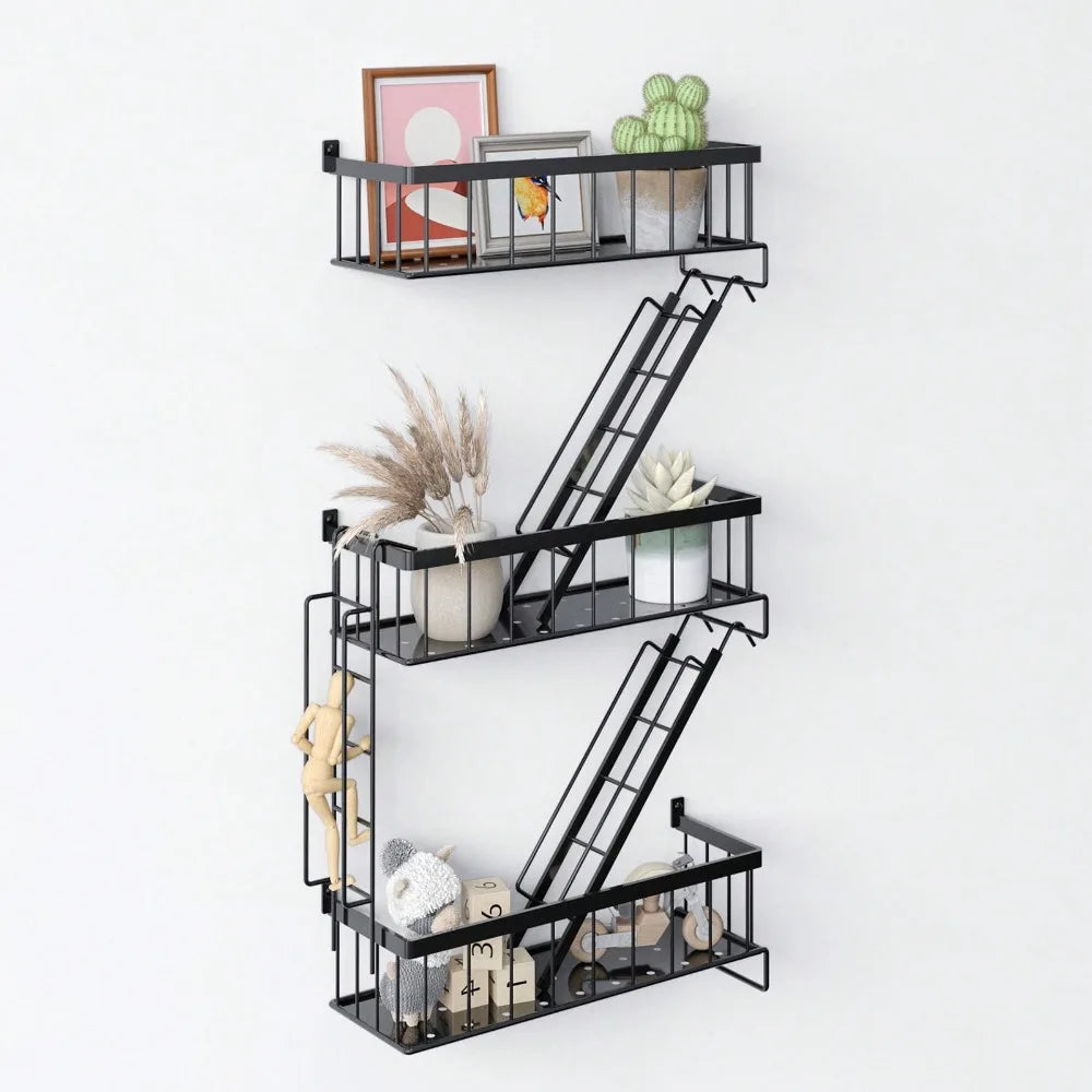 Talon Black Floating Shelf – Durable Metal Ladder Design for Stylish Storage 0