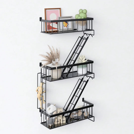 Talon Black Floating Shelf – Durable Metal Ladder Design for Stylish Storage 0