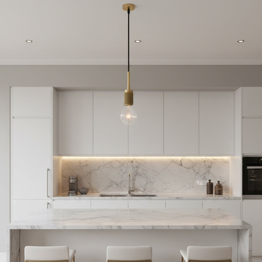Harrington Brass Glass Pendant Light with Adjustable Kitchen Style