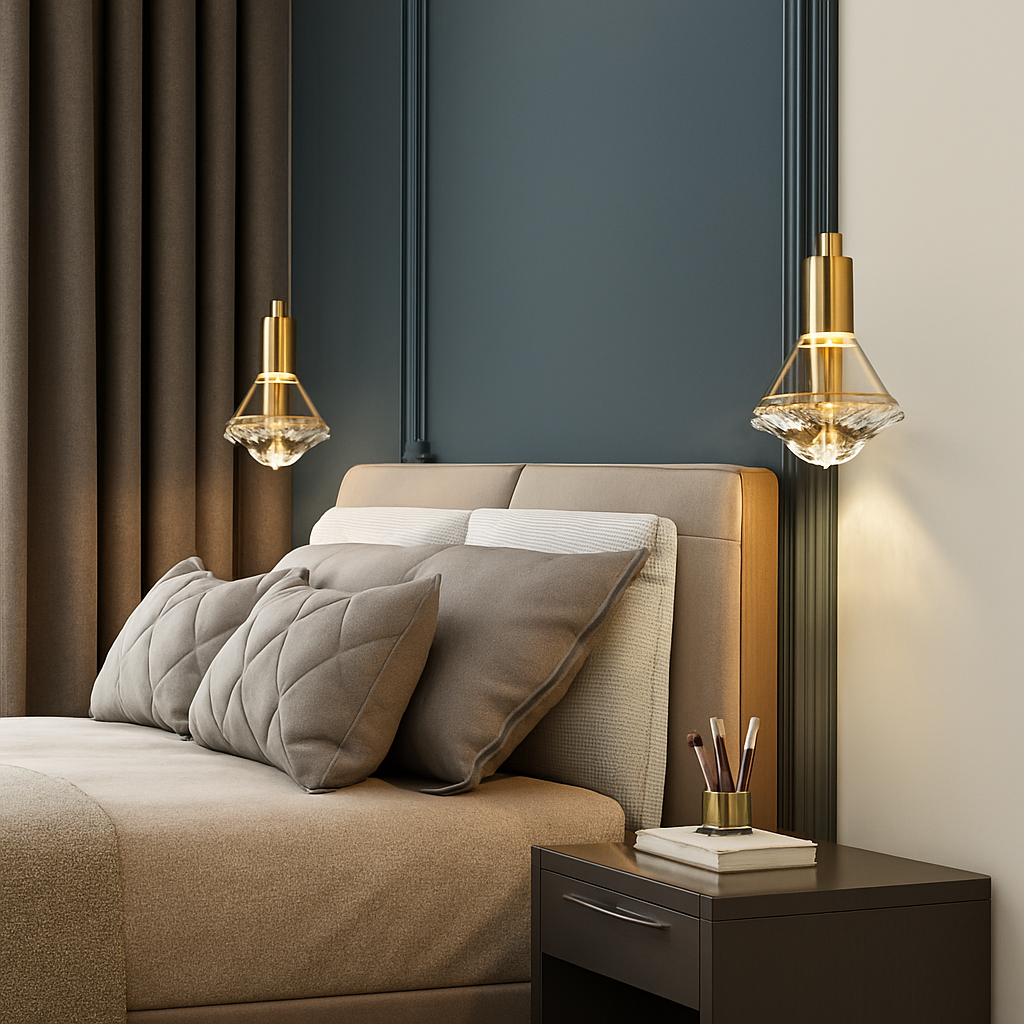 Viresta K9 Crystal LED Pendant Light – Elegant Golden Ceiling Fixture for Interiors