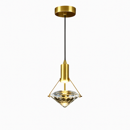 Viresta K9 Crystal LED Pendant Light – Elegant Golden Ceiling Fixture for Interiors