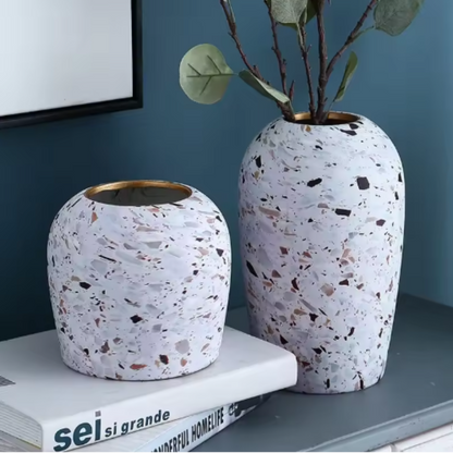 Trenzo Modern Ceramic Vase – Stylish Terrazzo Design for Home Decor