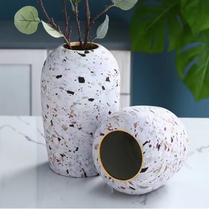 Trenzo Modern Ceramic Vase – Stylish Terrazzo Design for Home Decor