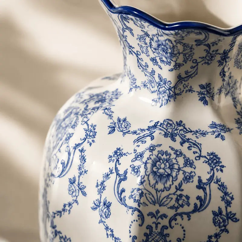 Blue Willow Ceramic Vase Set for Timeless Home Decor