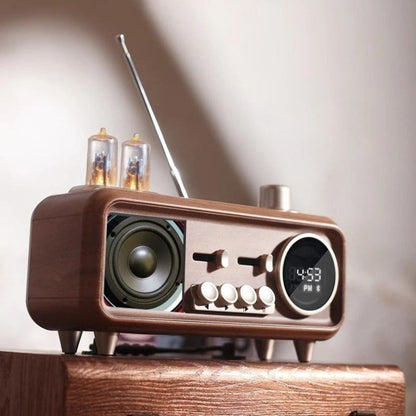 Elira Vintage Bluetooth Alarm Clock – Retro Wooden Style Speaker