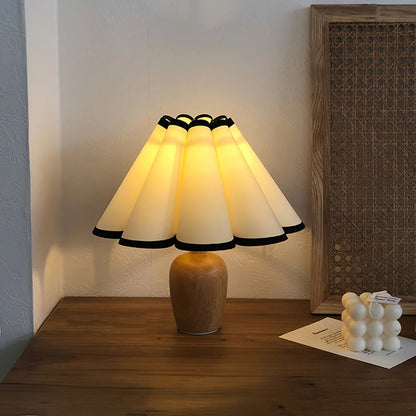 Calm Shade Table Lamp with Pleated Fabric Bedside Glow