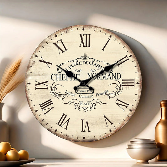 Heritage Wooden Wall Clock for Vintage Kitchen and Living Room Decor