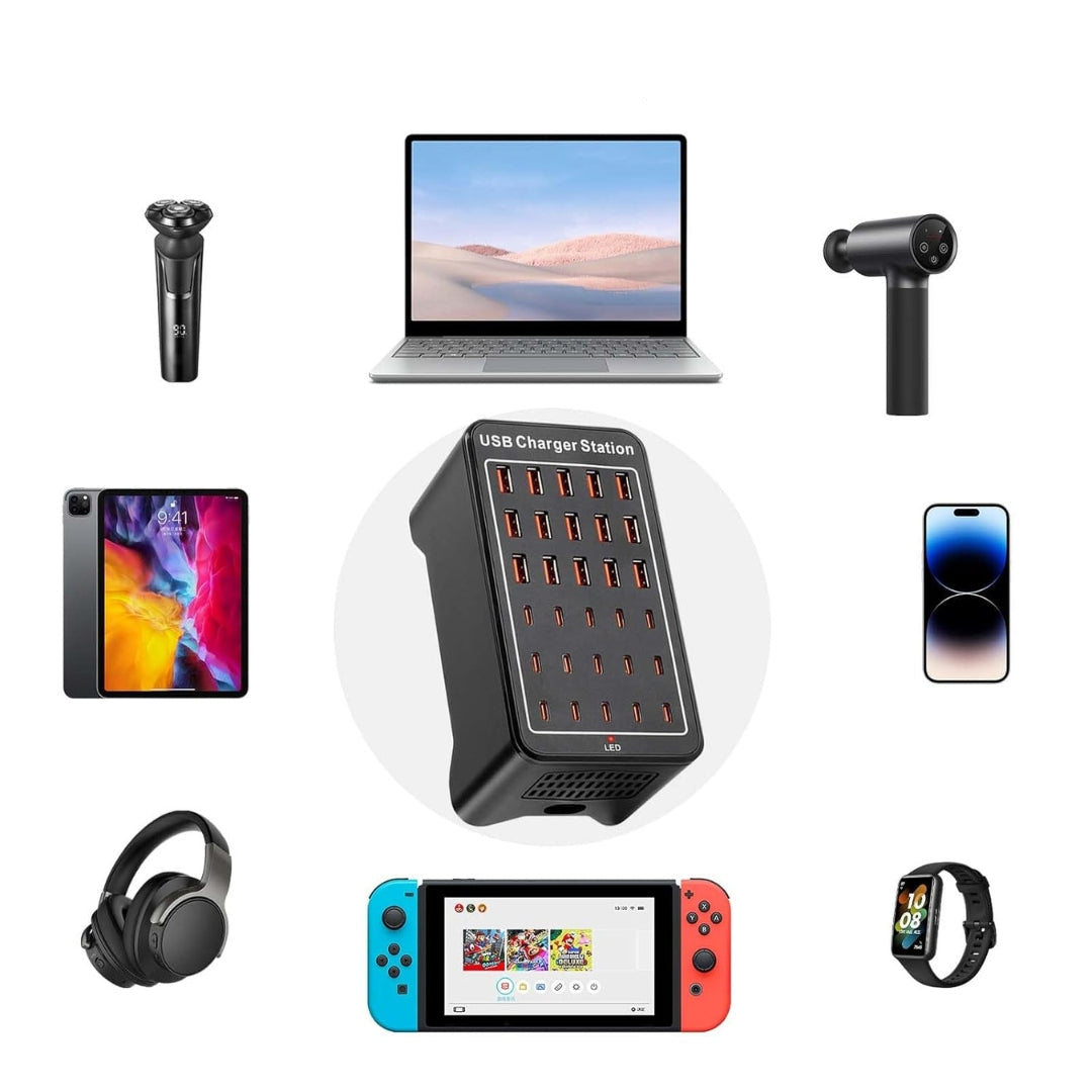 Voltix Multi-Port USB Charging Station – 200W Smart IC Power for Safe, Efficient Device Charging 2