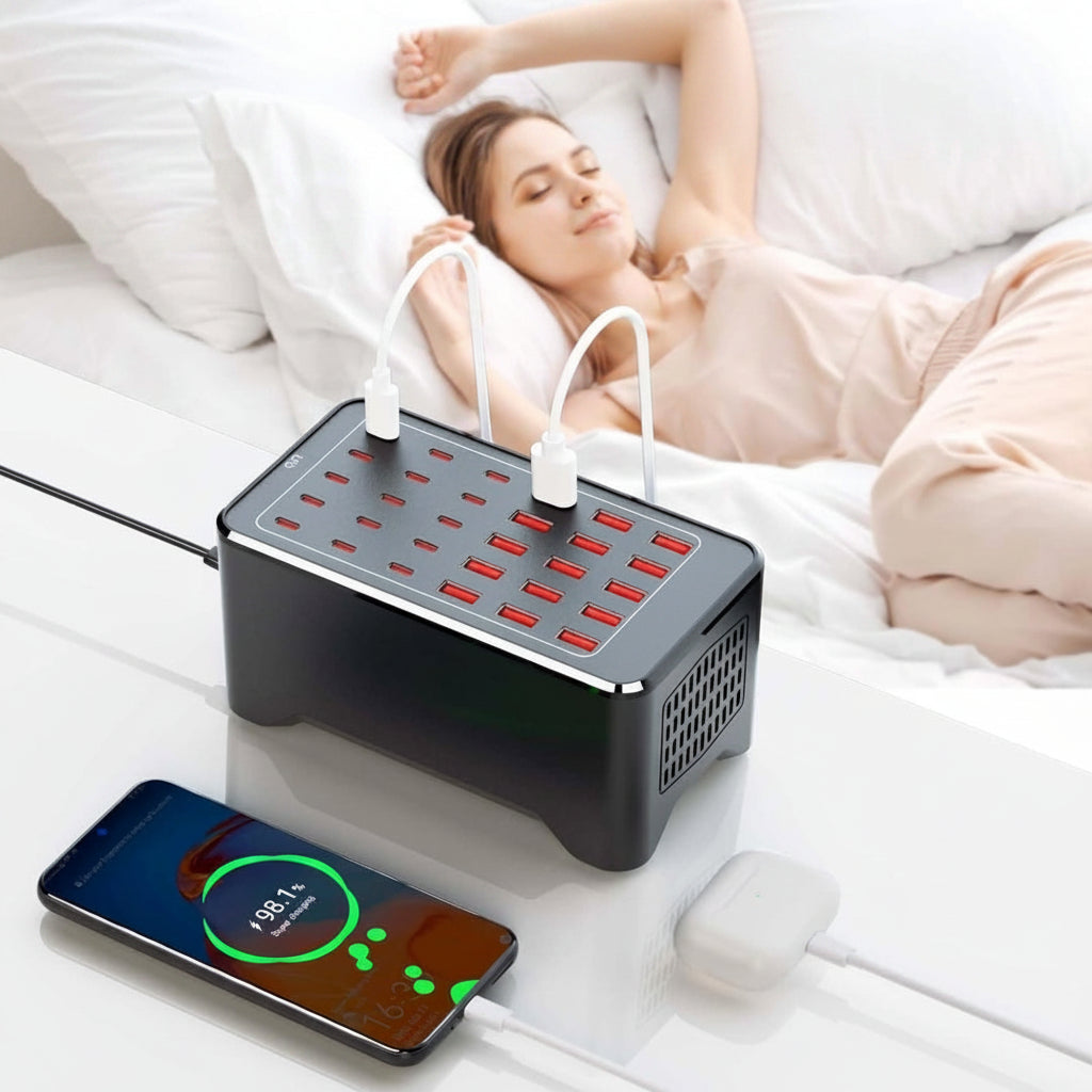 Voltix Multi-Port USB Charging Station – 200W Smart IC Power for Safe, Efficient Device Charging 3