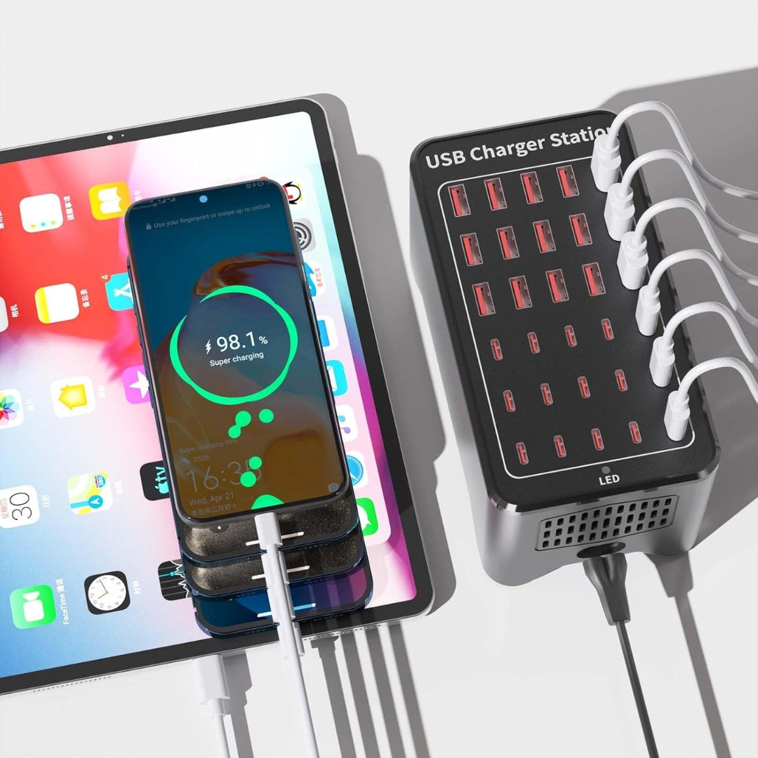Voltix Multi-Port USB Charging Station – 200W Smart IC Power for Safe, Efficient Device Charging 4