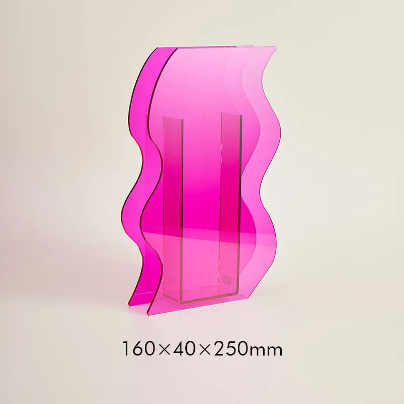 Wavely Modern Clear Acrylic Vase – Stylish Waveform Design for Home Decor 3