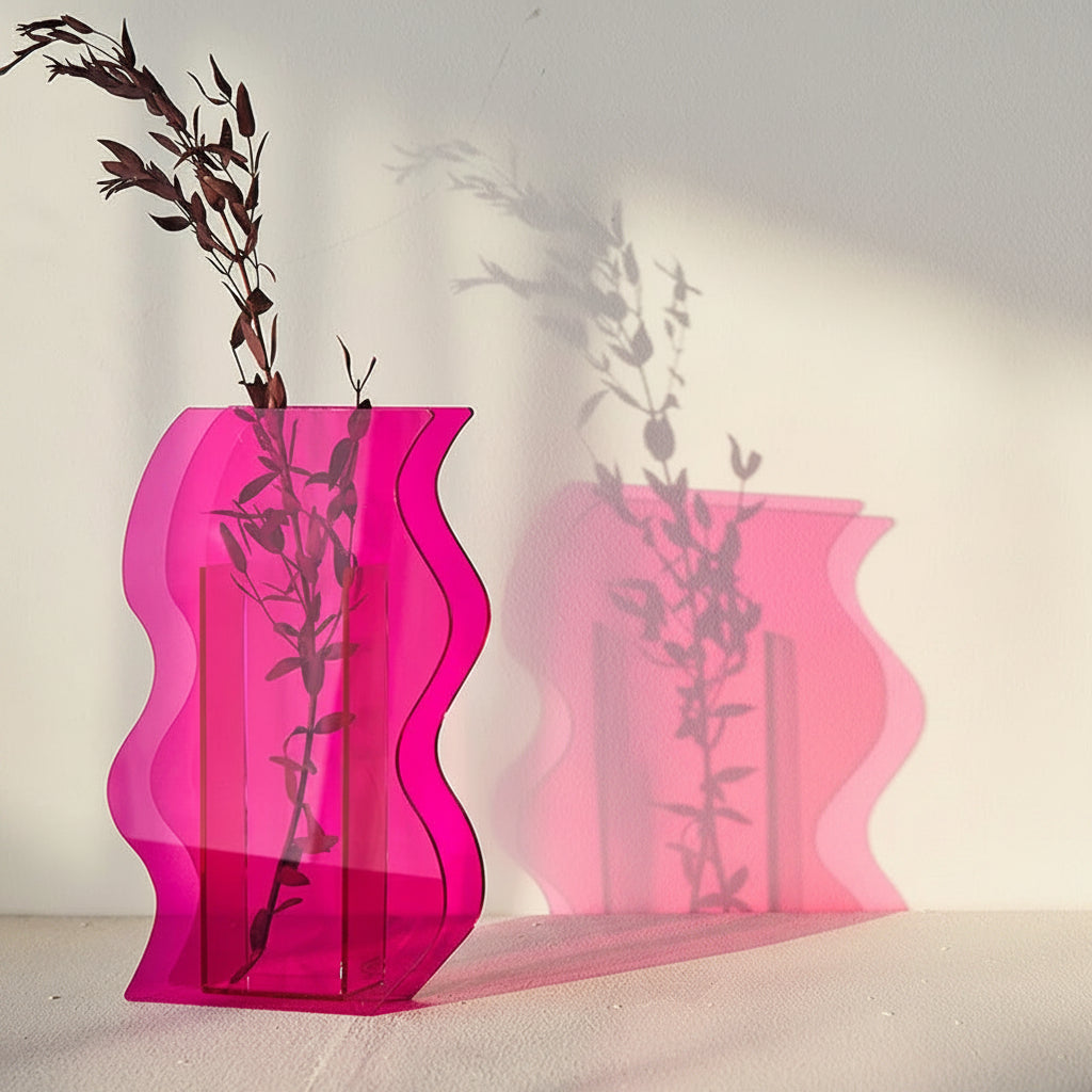 Wavely Modern Clear Acrylic Vase – Stylish Waveform Design for Home Decor 6