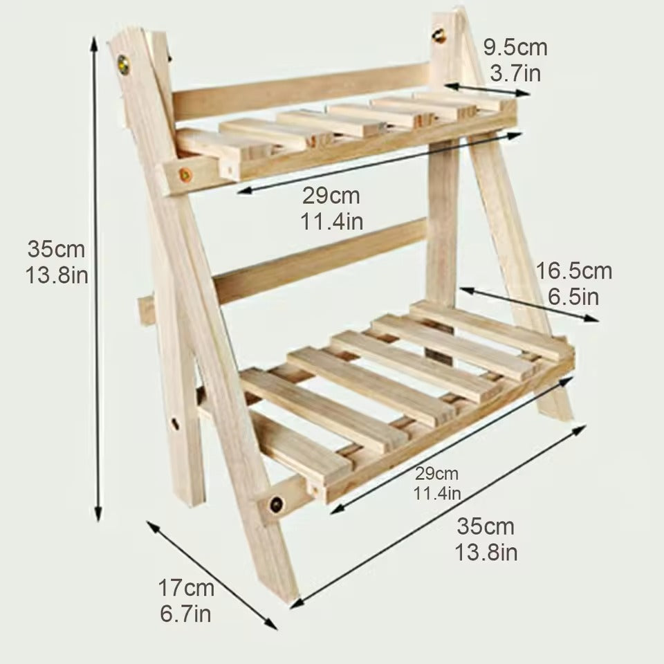 Wexley Office Desk Organizer – Double-Layer Foldable Wooden Storage Rack 1