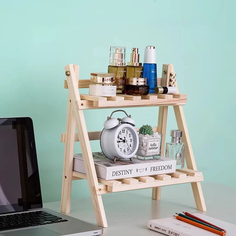 Wexley Office Desk Organizer – Double-Layer Foldable Wooden Storage Rack 3