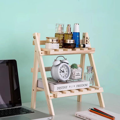 Wexley Office Desk Organizer – Double-Layer Foldable Wooden Storage Rack 3