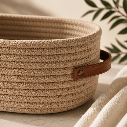 Wren Natural Storage Basket with Woven Texture and Handles