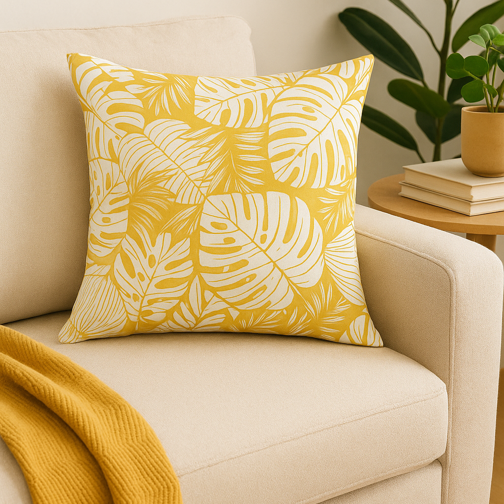 Yari Custom Yellow Cushion Cover – Stylish Square Pillowcase for Versatile Interiors